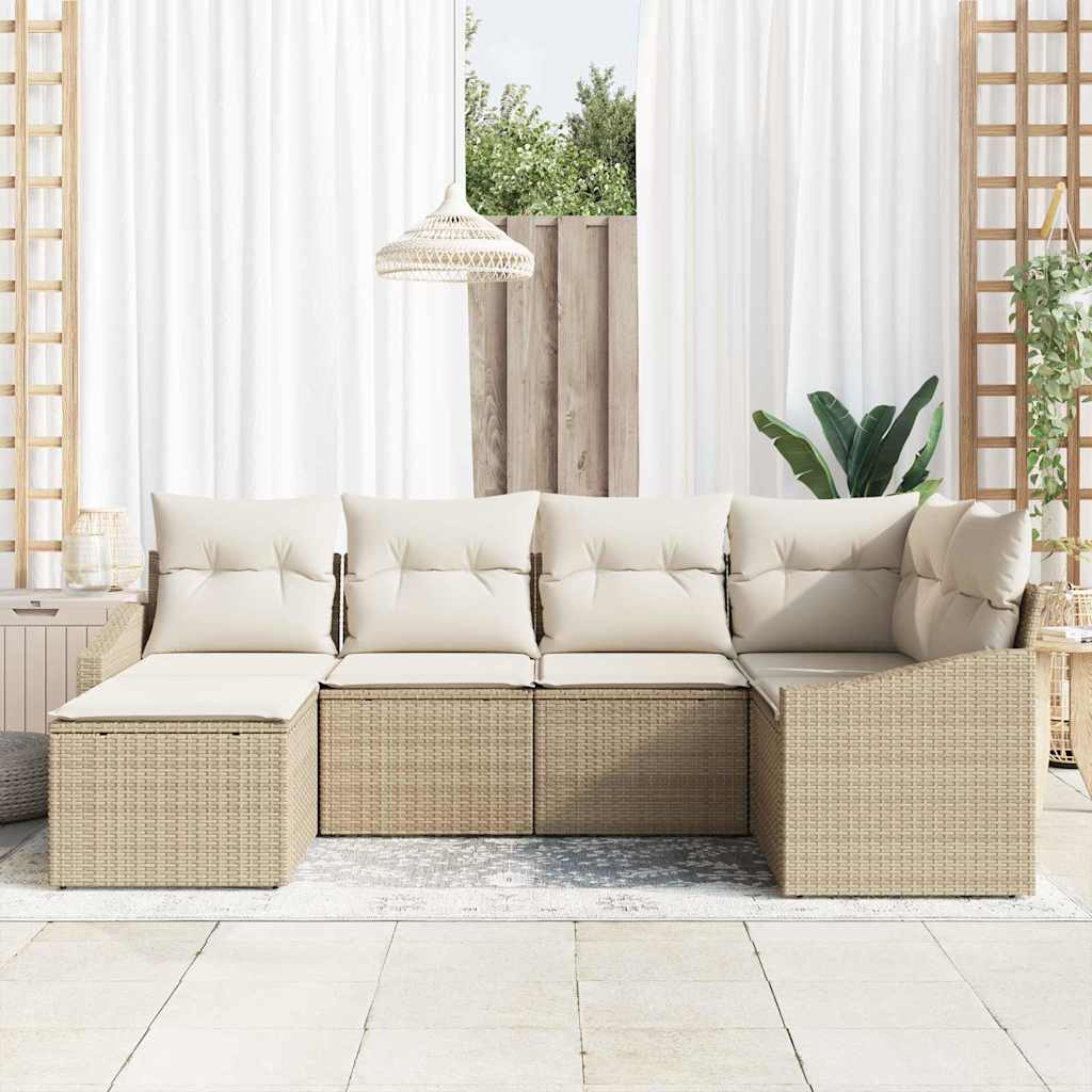 Garten Essgruppe mit Kissen mit Speicher 6 pcs Beige und Creme